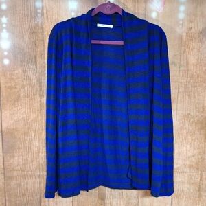 FEMME SIZE LARGE BLUE STRIPED CARDIGAN